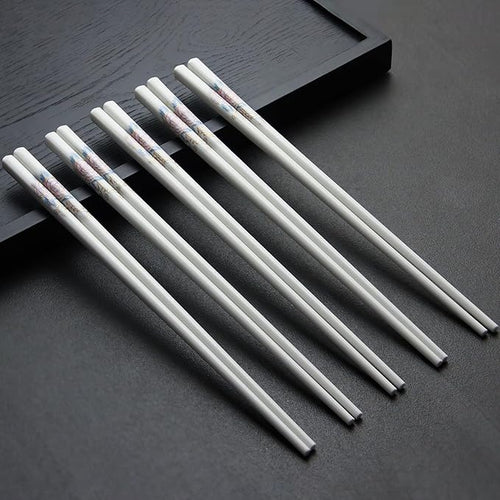 5 Pairs Ceramic Chopsticks, Bone China Chinese Reusable Chopsticks Dishwasher Safe, 9 1/2 Inches